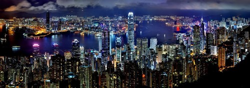 Hong kong night skyline - kong,