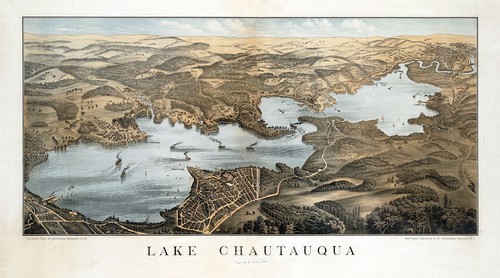 1885 panoramic map lake - panoramic,